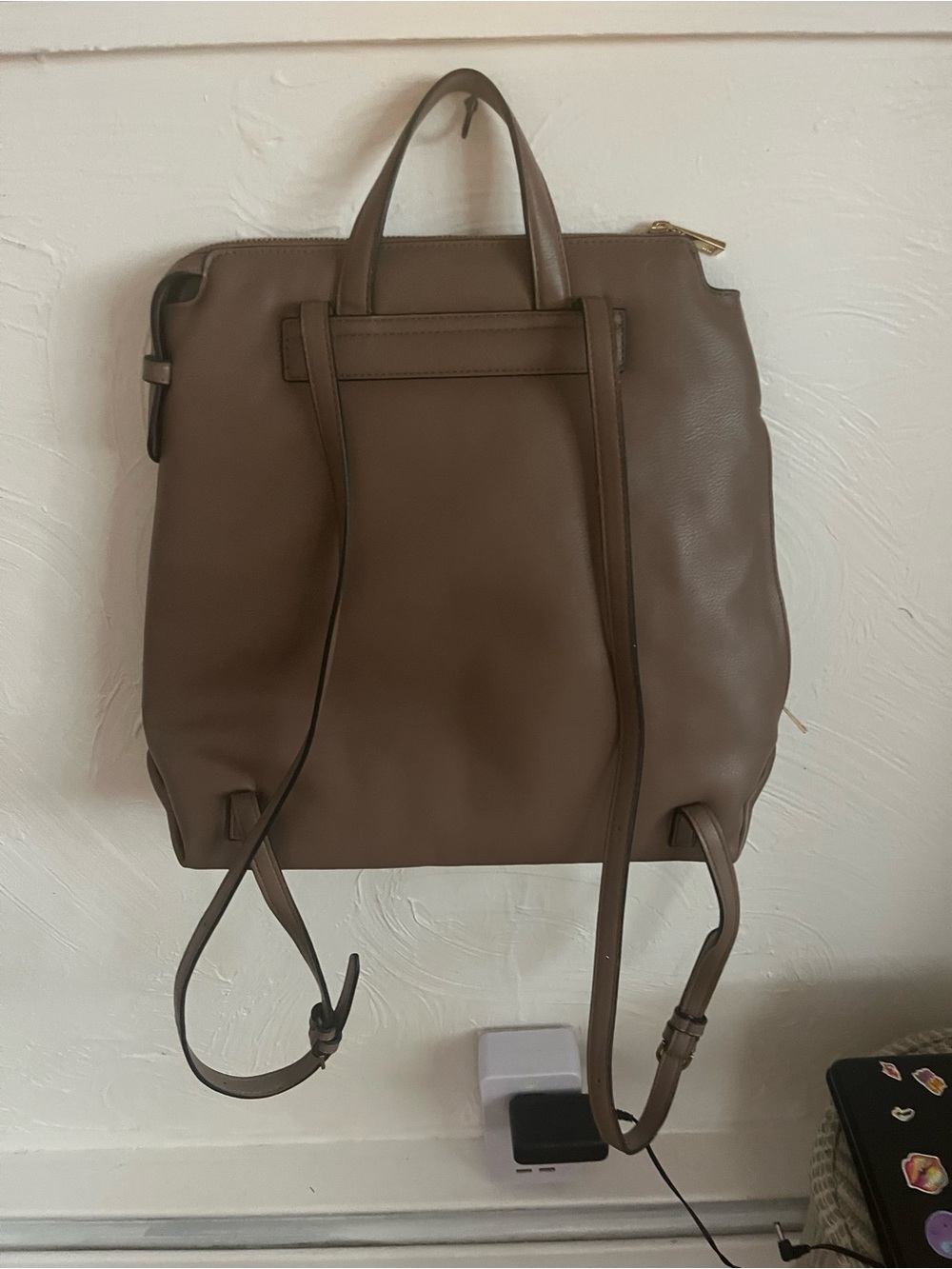 Women’s Taupe pleather Backpack 👜 purse